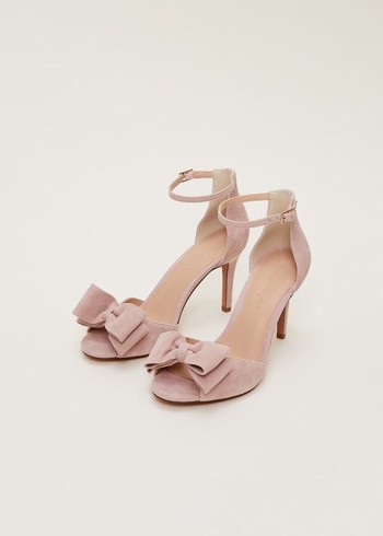 Phase Eight Suede Bow Front Heels Rose Australia | HK4591038